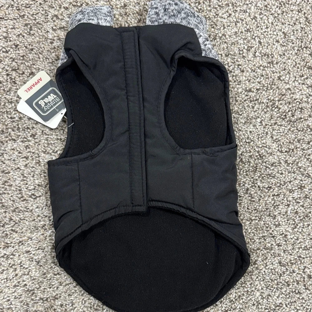 Size M Gray & Black Reflective Dog Vest with Neon Logo
